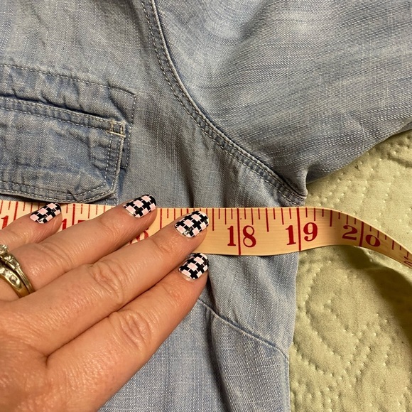 Eddie Bauer Shirt Dress Size 8 Chambray Tencel Pockets Long Or Roll Sleeves - Picture 9 of 10